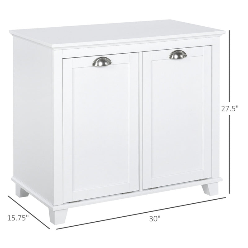 Tilt-Out Laundry Sorter Cabinet, Bathroom Storage Organizer white-AS