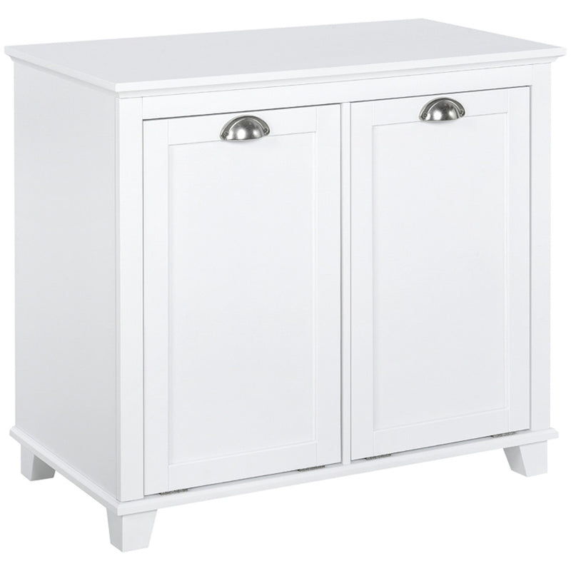 Tilt-Out Laundry Sorter Cabinet, Bathroom Storage Organizer white-AS