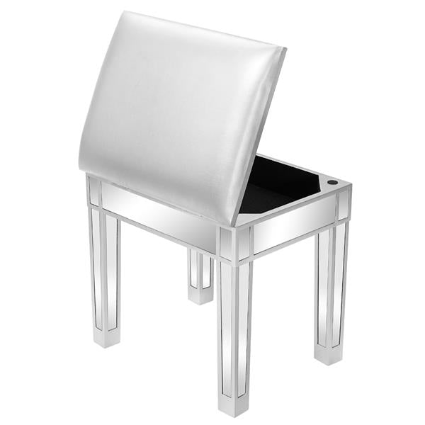 Modern Style Mirrored Vanity Stool Silver Gray