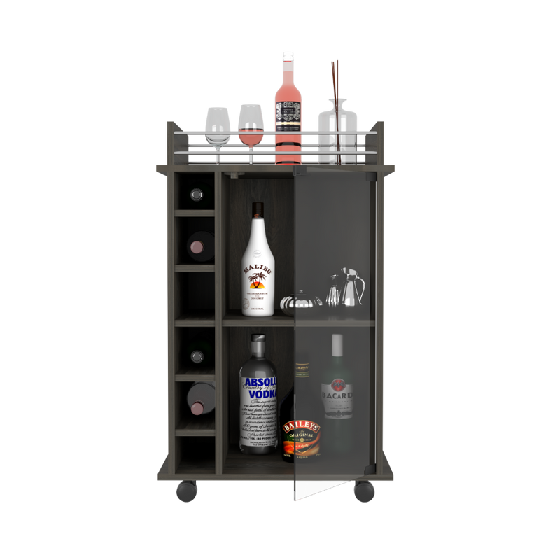 Bar Cart Baltimore, Six Wine Cubbies, Carbon Espresso Finish-1