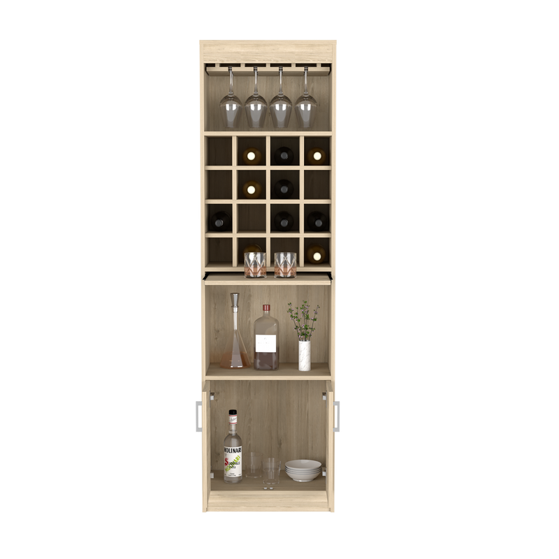 Bar Cabinet Atanasio, Rack, 16 Wine Cubbies, Light Pine Finish-6