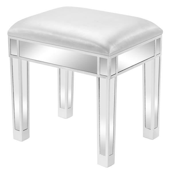 Modern Style Mirrored Vanity Stool Silver Gray