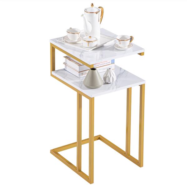 (42 x 35.5 x 71)cm C-Type Side Table Double-Layer Gold Marble Sticker