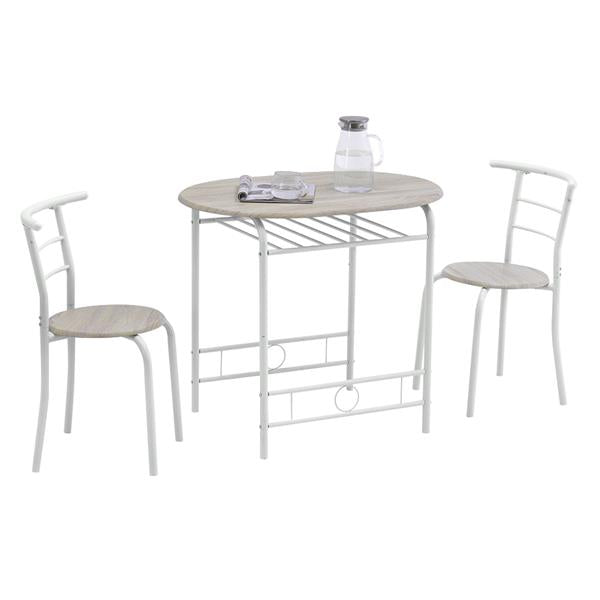 Oak PVC (80x53x76cm)Baking Lacquer Couples Bending Back Breakfast Table (One Table and Two Chairs) White