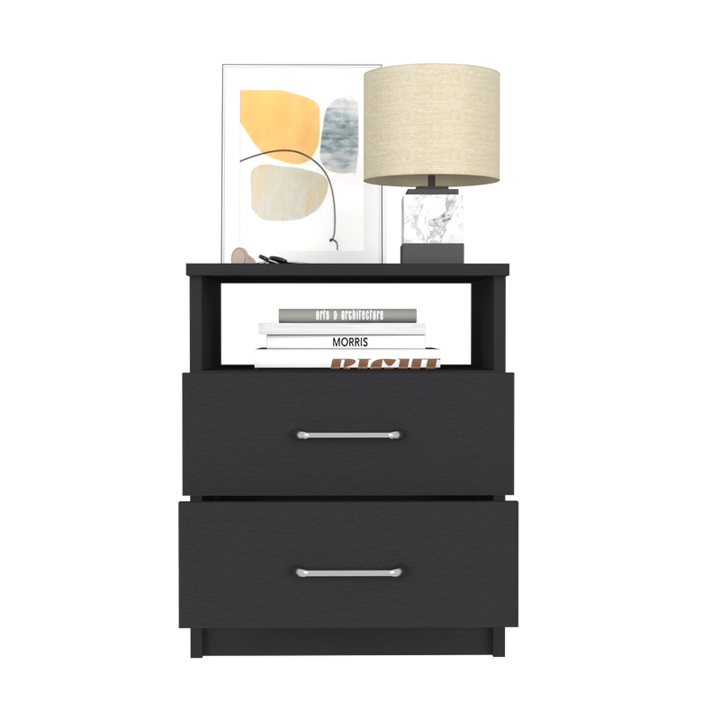 Nightstand Olivenza, Two Drawers, Black Wengue Finish-5