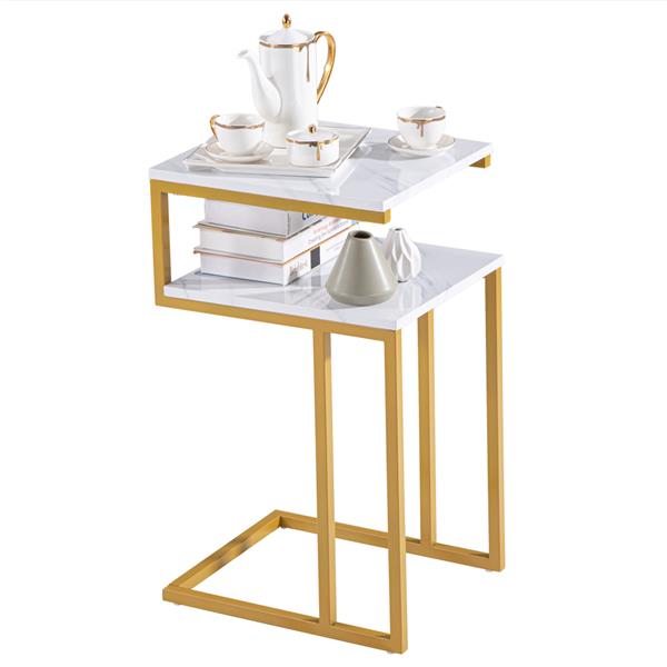 (42 x 35.5 x 71)cm C-Type Side Table Double-Layer Gold Marble Sticker