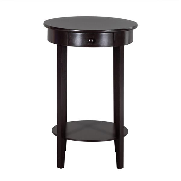 Simple Round With Drawer Side Coffee Table Brown