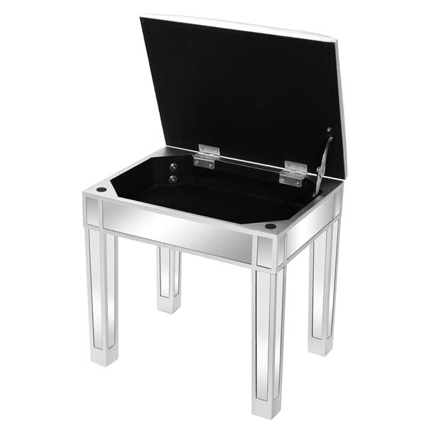 Modern Style Mirrored Vanity Stool Silver Gray