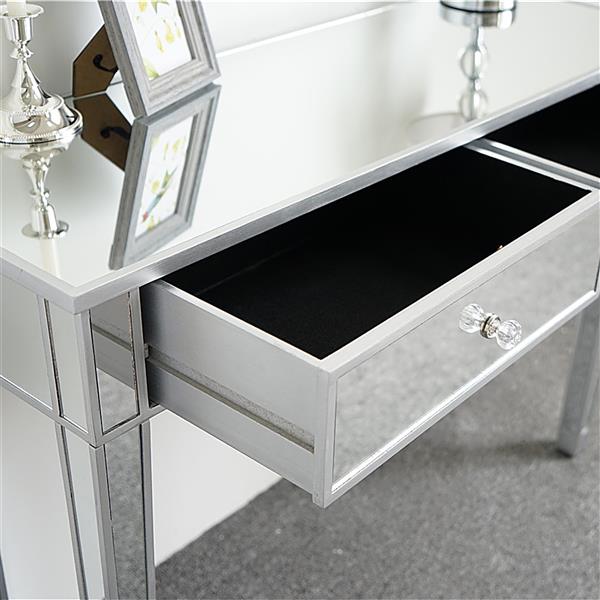 Mirrored Makeup Table Desk Vanity for Women with 2 Drawers