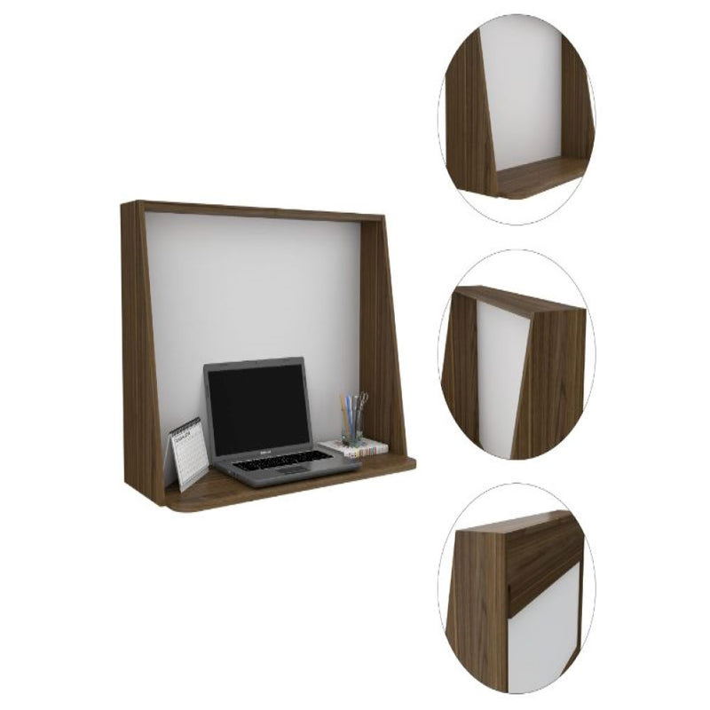 Wall Desk Afrec, Single Shelf, Mahogany / White Finish-5