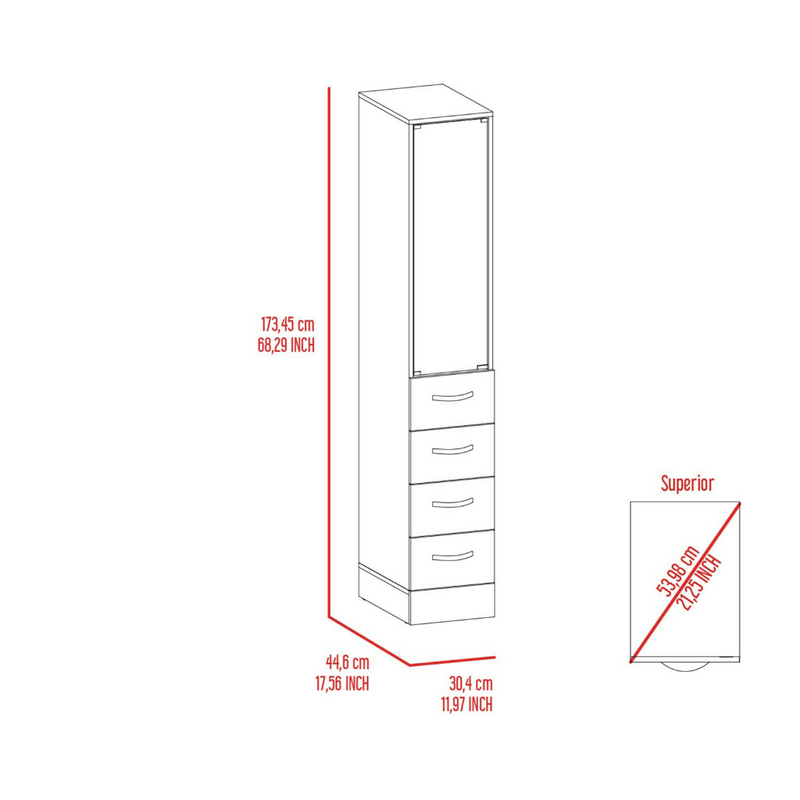 Linen Cabinet Artic, Three Shelves, Single Door, White Finish-8