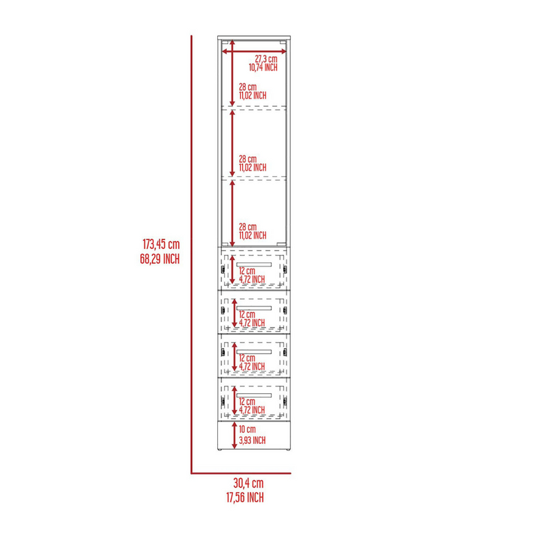 Linen Cabinet Artic, Three Shelves, Single Door, White Finish-7