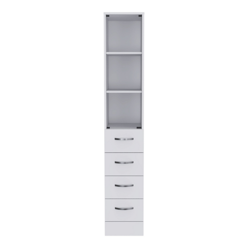 Linen Cabinet Artic, Three Shelves, Single Door, White Finish-3