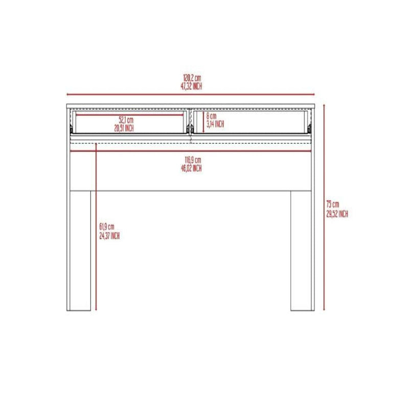 Computer Desk Aberdeen, Two Drawers, Light Gray Finish-8