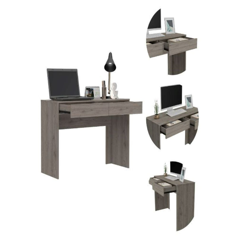 Computer Desk Aberdeen, Two Drawers, Light Gray Finish-6