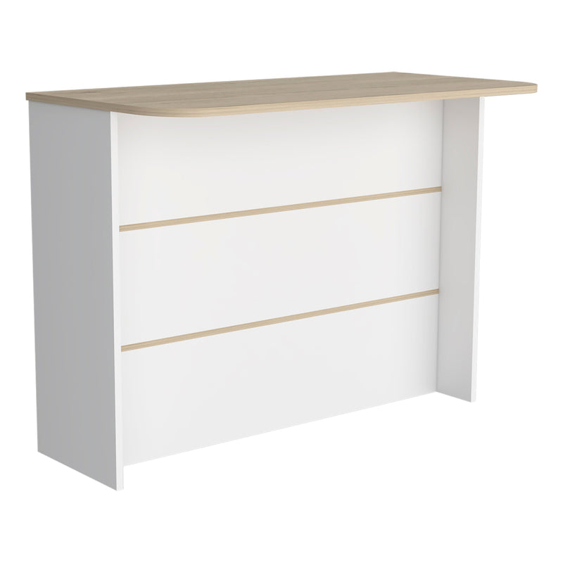 Kitchen Bar Dayton, Dual-Tier Storage, White / Light Pine Finish-2