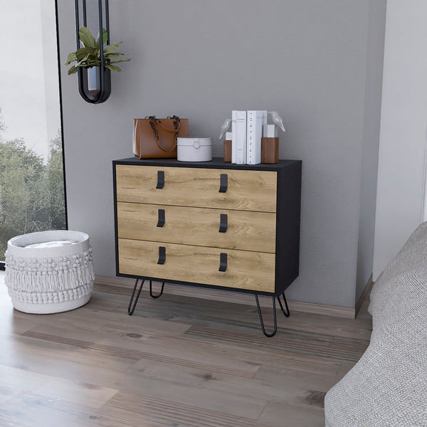 Dresser magness, Three Dawers, Four Legs, Black Wengue / Macadamia Finish-0