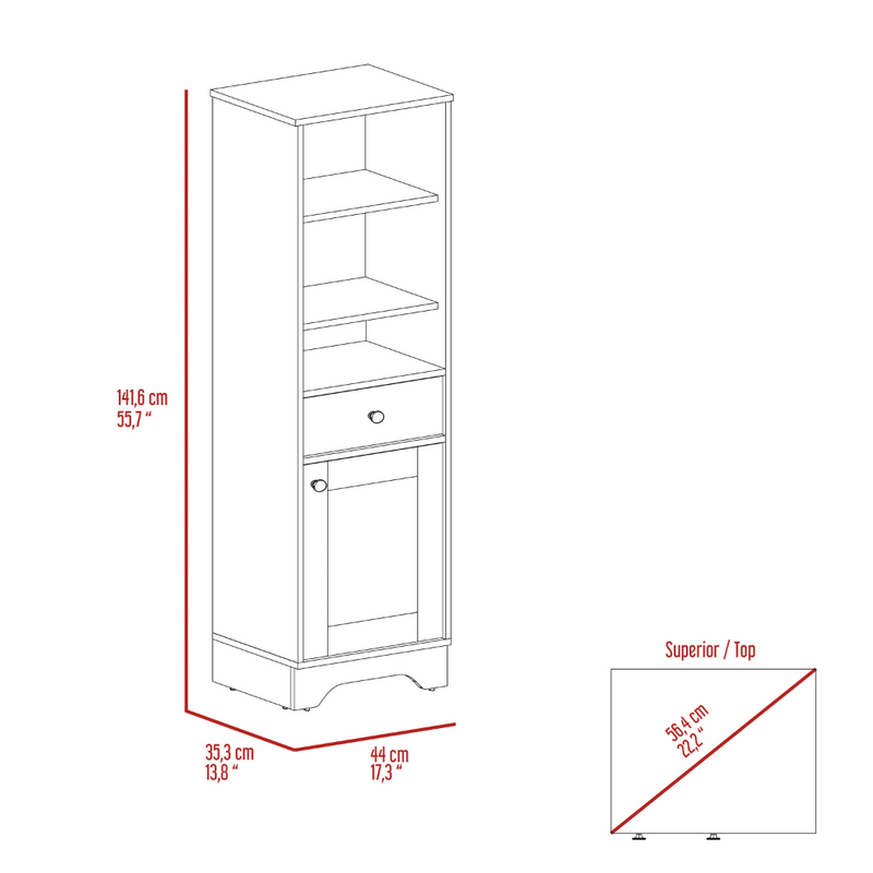 Linen Cabinet Burnedt, One Drawer, One Cabinet, Multiple Shelves, Light Gray Finish-5