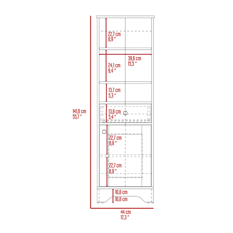 Linen Cabinet Burnedt, Multiple Shelves, Light Oak / White Finish-4