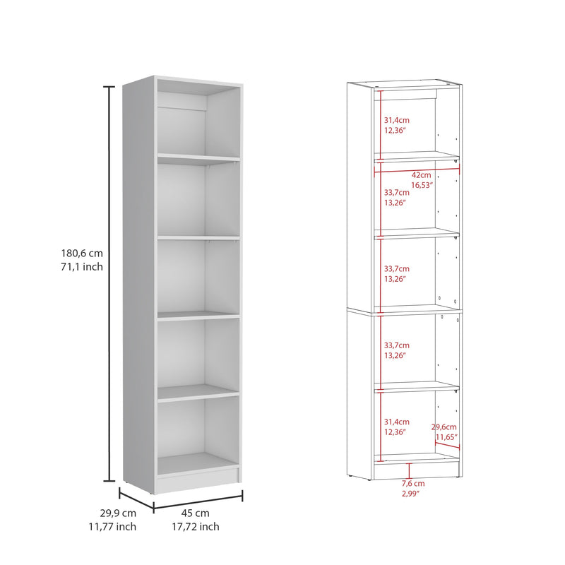 Benzoni Slim 2 Piece Living Room Set with 2 Bookcases, White Finish-1