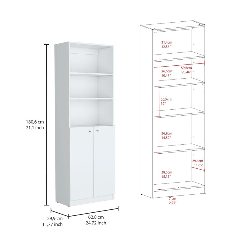 Veta 2 Piece Living Room Set with 2 Bookcases, White Finish-3