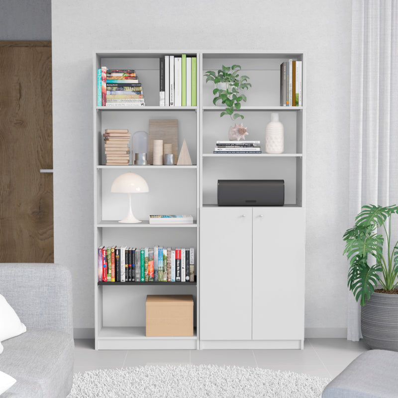 Paonia 2 Piece Living Room Set with 2 Bookcases, White Finish-0