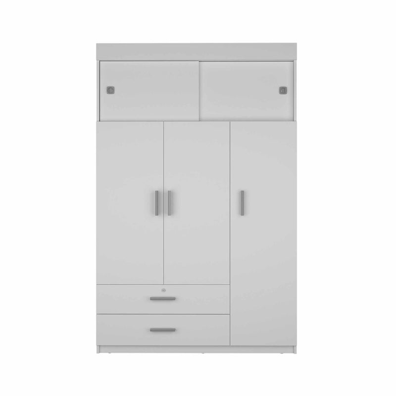 Armoire Chaplin, Rod, Three Door Cabinet, Two Drawers, White Finish-4