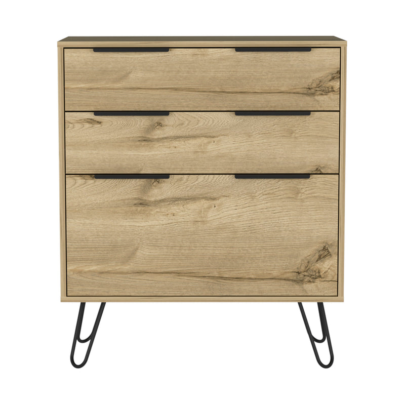 Drawer Dresser Hartly, Spacious 3-Drawer, Light Oak Finish-6