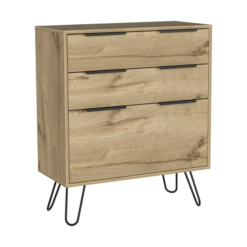 Drawer Dresser Hartly, Spacious 3-Drawer, Light Oak Finish-8