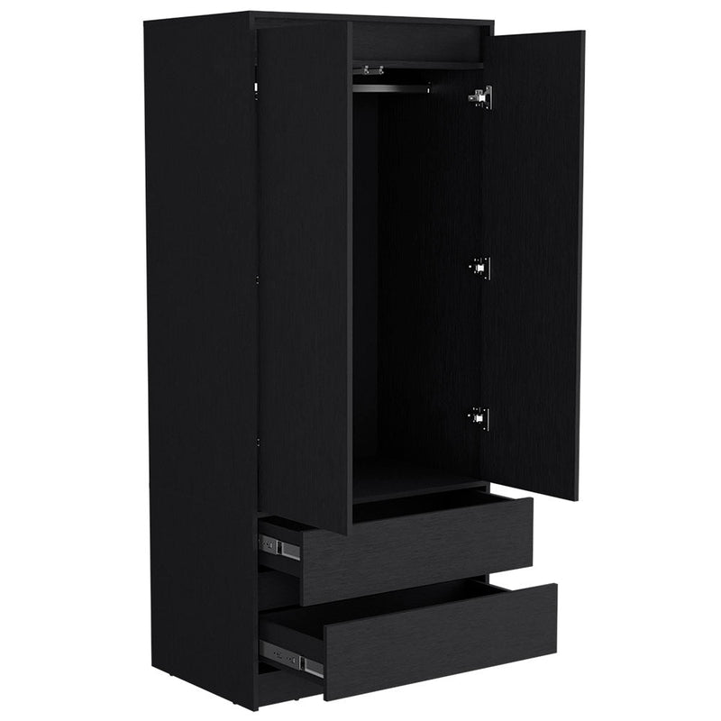 Armoire Closher, Two Drawres, Black Finish-3