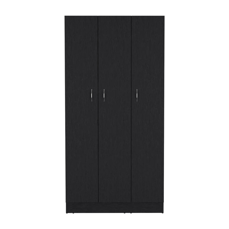 Wardrobe Erie, 4 Storage Shelves, 2 Drawers and 3 Doors, Black Wengue Finish-3