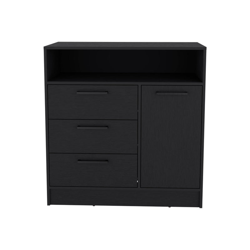 Drawer Dresser Torrey, Integrated Cabinet Storage and 3-Drawers, Black Wengue Finish-4