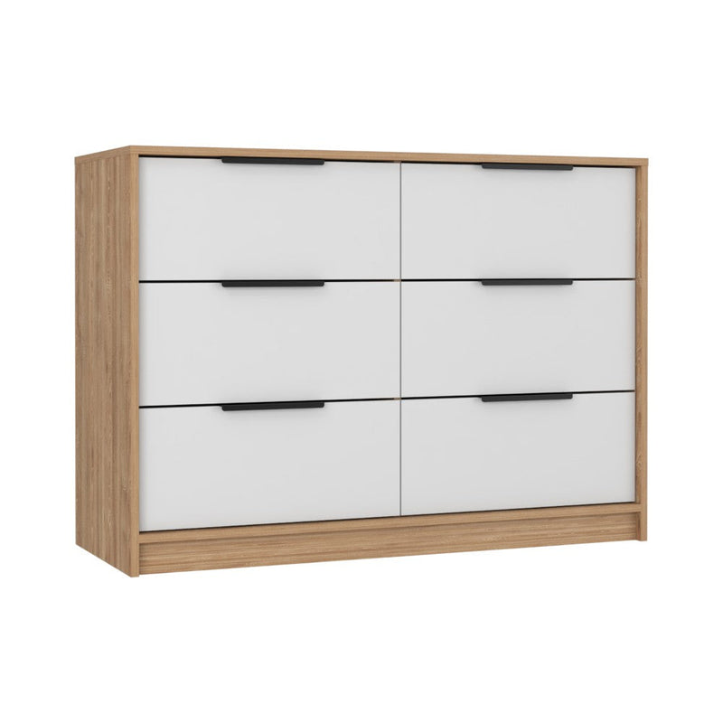 4 Drawer Double Dresser Maryland, Metal Handle, Pine / White Finish-2