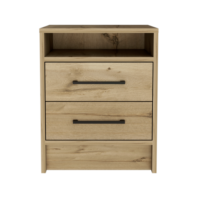 Nightstand Cartiz, Two Drawers, Light Oak Finish-3