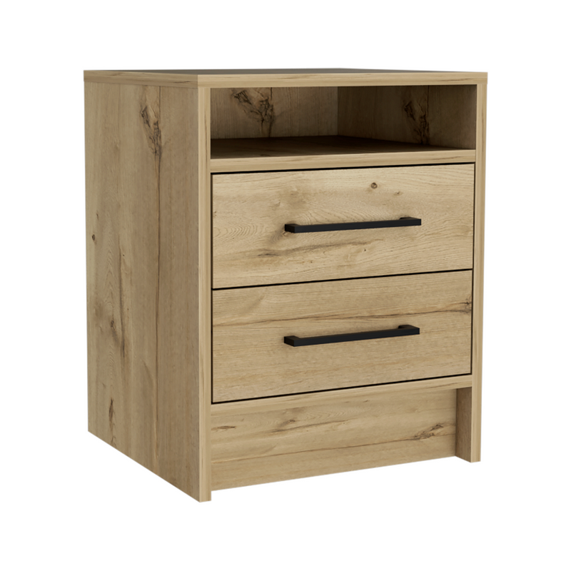 Nightstand Cartiz, Two Drawers, Light Oak Finish-5