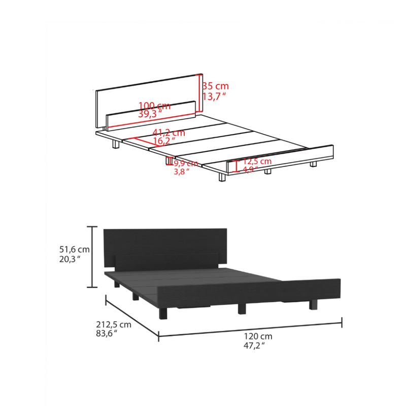 Twin Bed Base Cervants, Frame, Black Wengue Finish-5