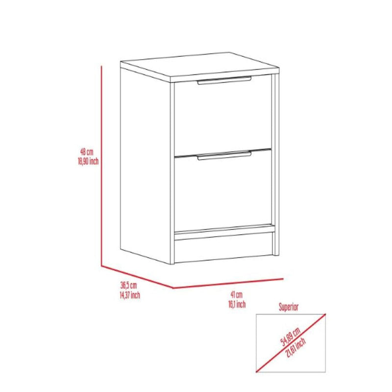 Nightstand Cervants, Two Drawers, Metal Handle, White Finish-7