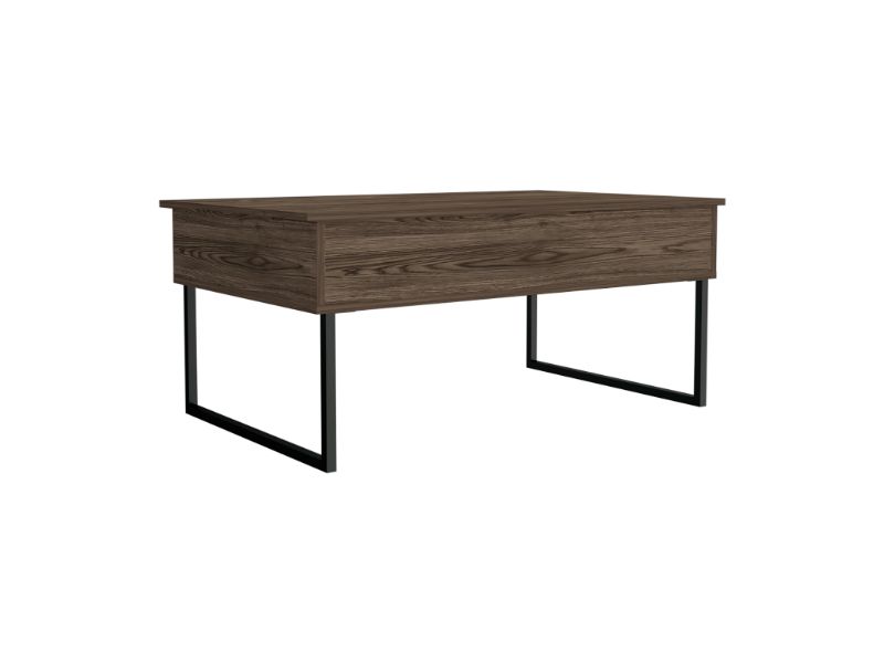 Lift Top Coffee Table Cessarr,Two Legs, Dark Walnut Finish-5