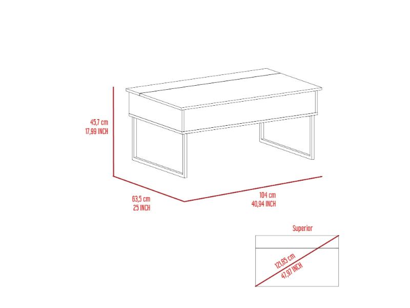 Lift Top Coffee Table Cessarr,Two Legs, Dark Walnut Finish-7