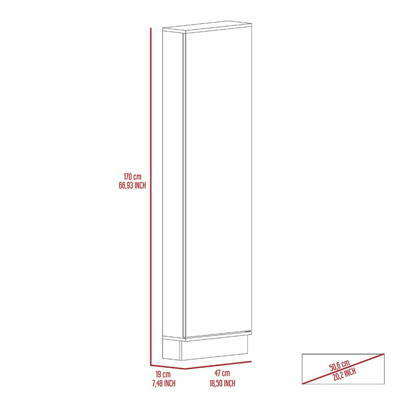 Shoe Rack Chimg, Mirror, Five Interior Shelves, Single Door Cabinet, Black Wengue Finish-7