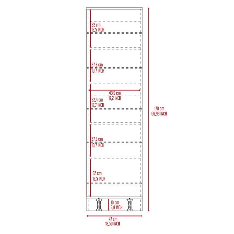 Shoe Rack Chimg, Mirror, Five Interior Shelves, Single Door Cabinet, Black Wengue Finish-8