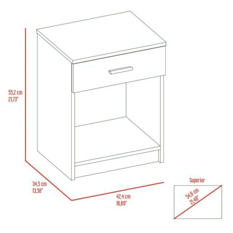 Nightstand Coco, Single Drawer, Lower Shelf, White Finish-7