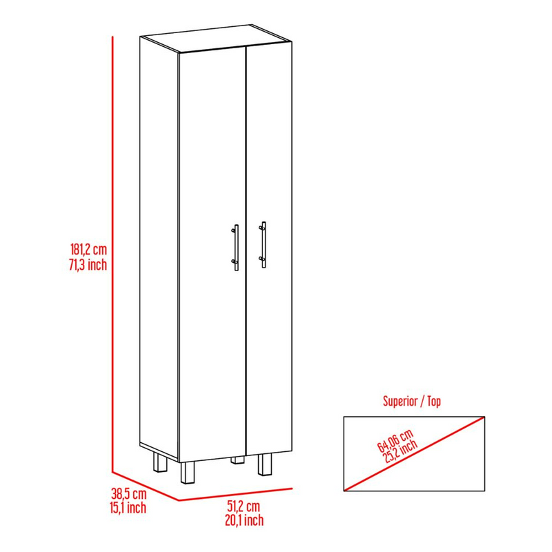 Closet Pantry Copenhague, Five Shelves, Double Door Cabinet, Light Gray / White Finish-7