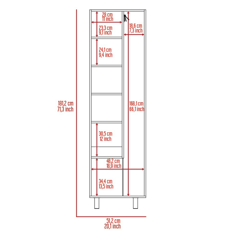 Closet Pantry Copenhague, Five Shelves, Double Door Cabinet, Light Gray / White Finish-8