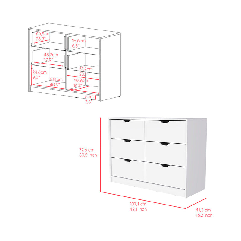 Dresser Curio, Four Drawers, White Finish-6