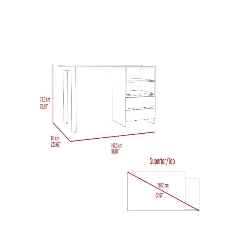 120 Writing Desk Cusco, Two Drawers, Light Gray Finish-7