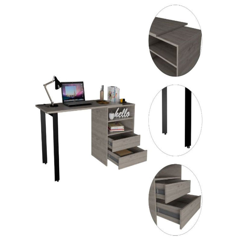 120 Writing Desk Cusco, Two Drawers, Light Gray Finish-6