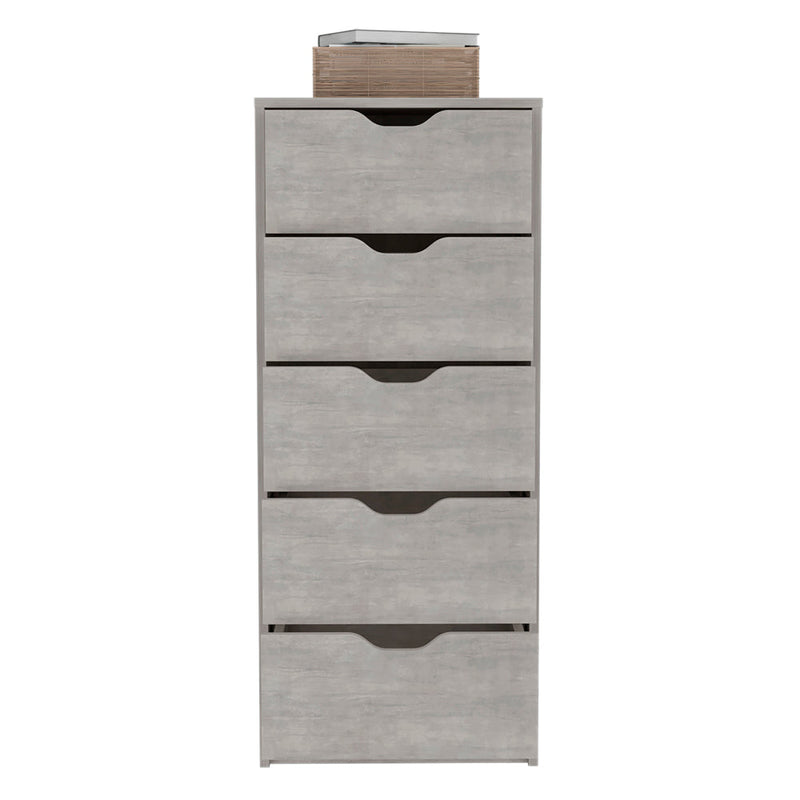 Kamran Dresser,Kamran, Five Drawer Narrows, Concrete Gray Finish-3