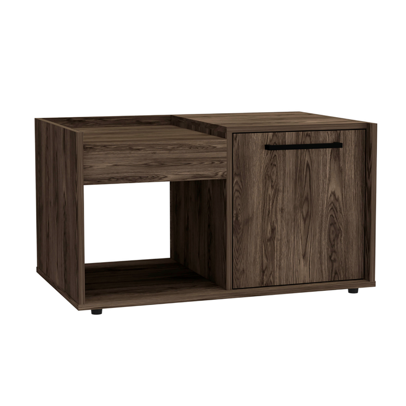 Coffee Table Dext, Single Door Cabinet, One Open Shelf, Dark Walnut Finish-5