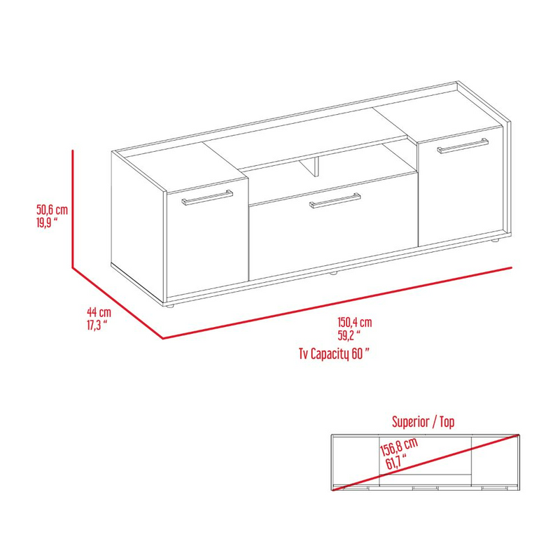 Tv Stand for TV´s up 55" Dext, One Cabinet, Double Door, Dark Walnut Finish-7